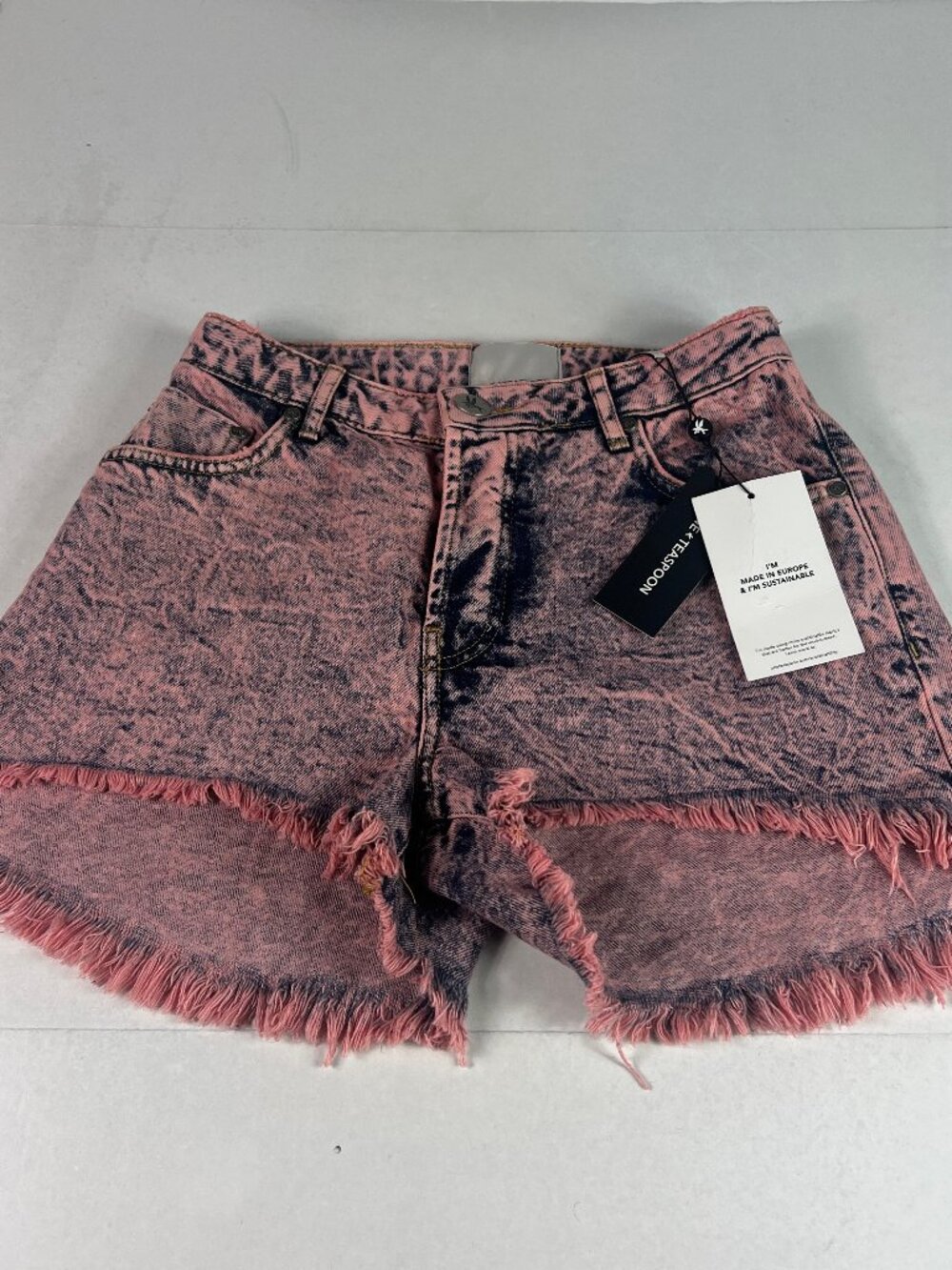 One Teaspoon Shorts Women 28* Le Wolves Mid Rise Pink Cut Off Denim Jorts Tag 25